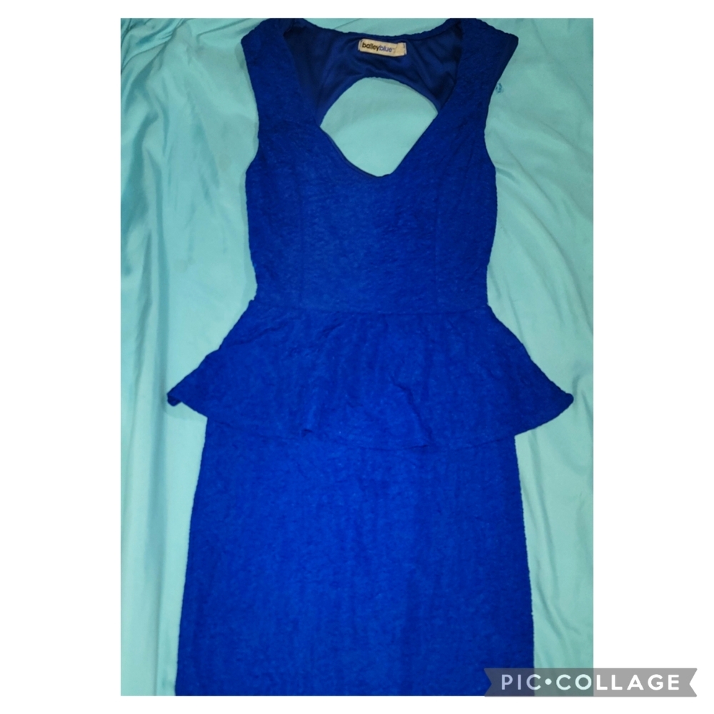 Blue Classy Business Casual Stretchy Dress